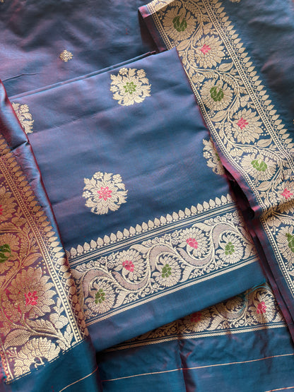 Blue dhoop chau katan by katan silk suit set