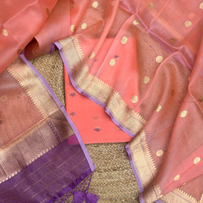 Peach kora shaded suit set