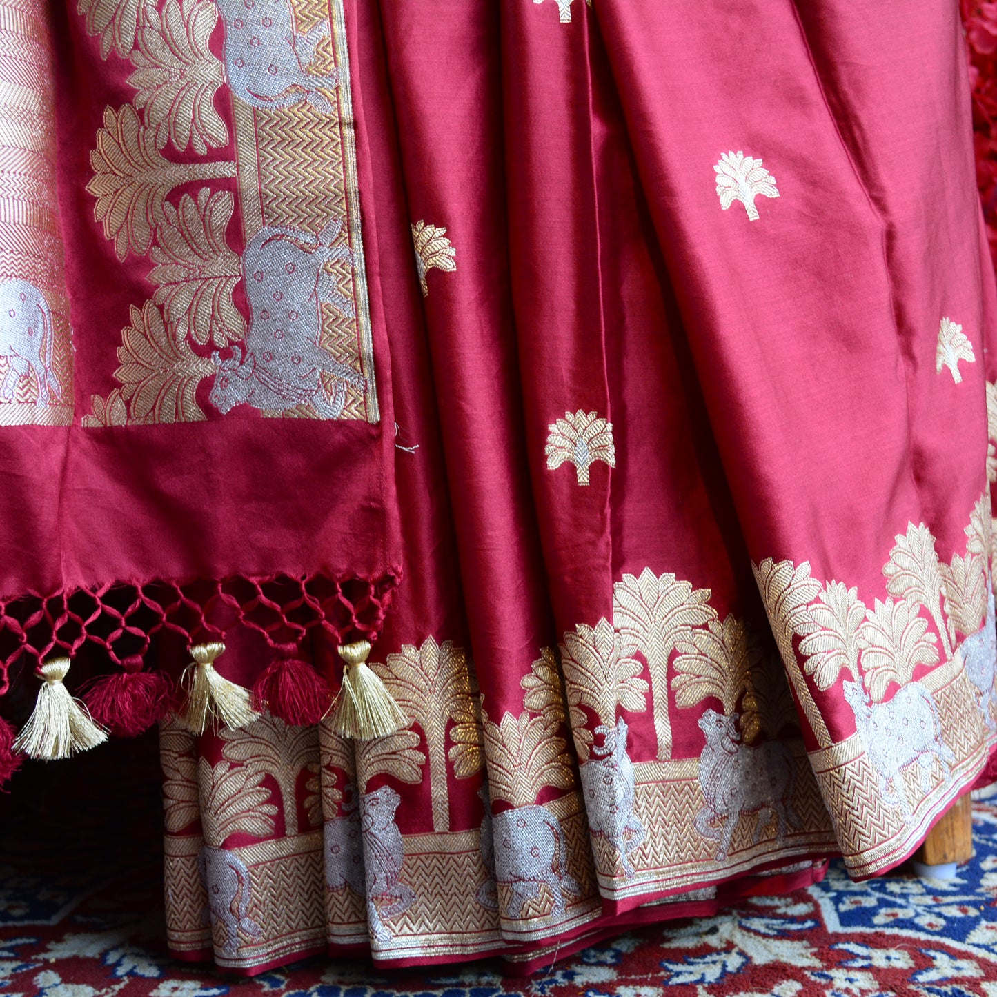 Deep Maroon Mashru Silk Saree