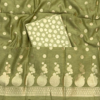 Green cotton silk 3 piece suit set