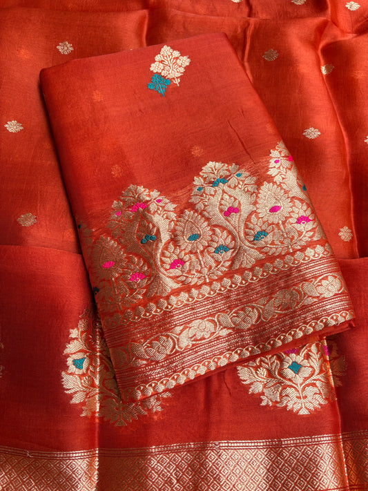 Rust kora  kadhwa meenadar suit set