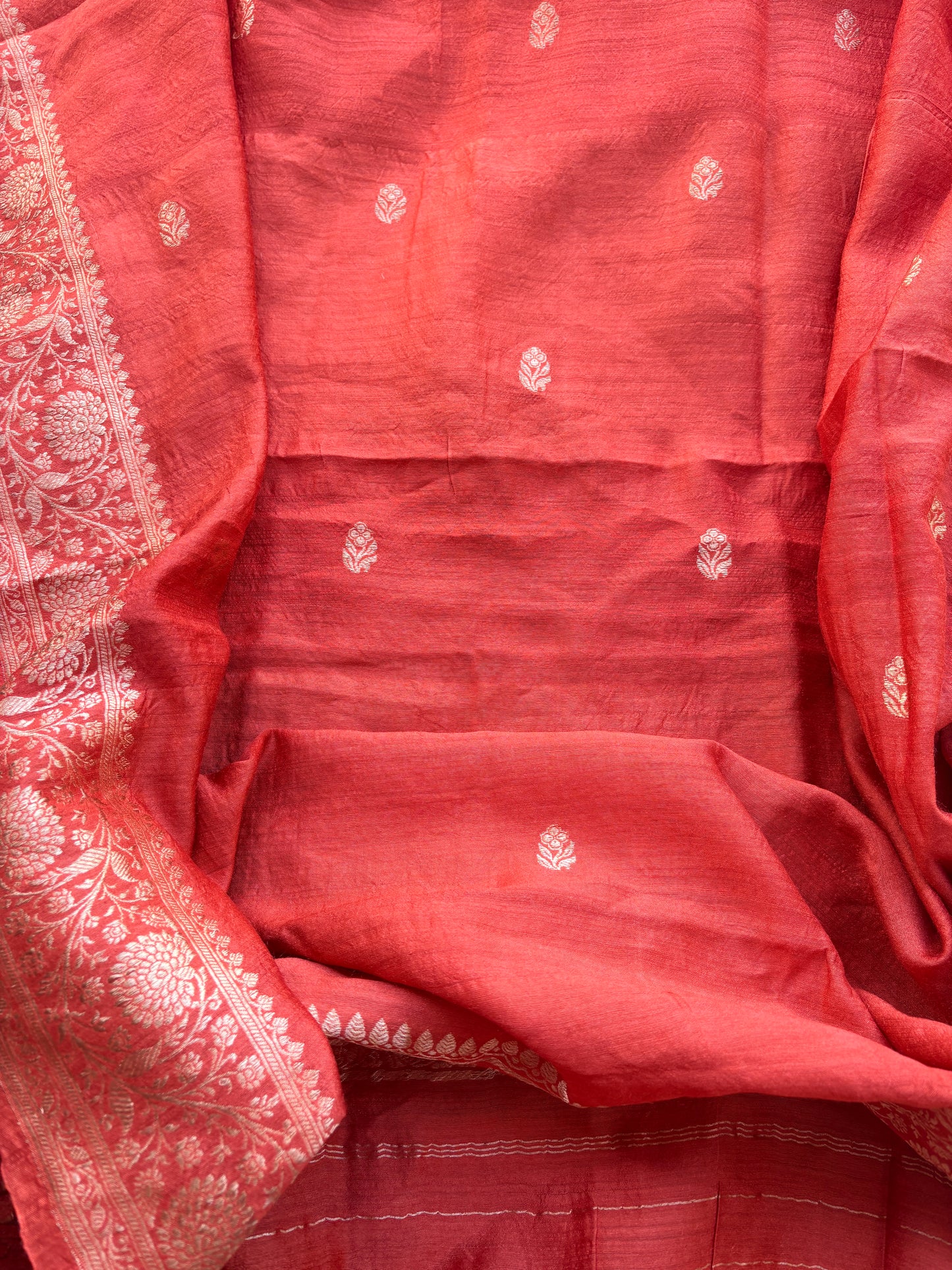 Rust moonga silk 3 piece suit set