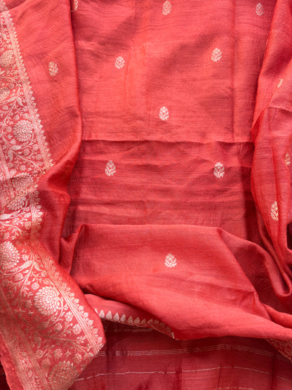 Rust moonga silk 3 piece suit set