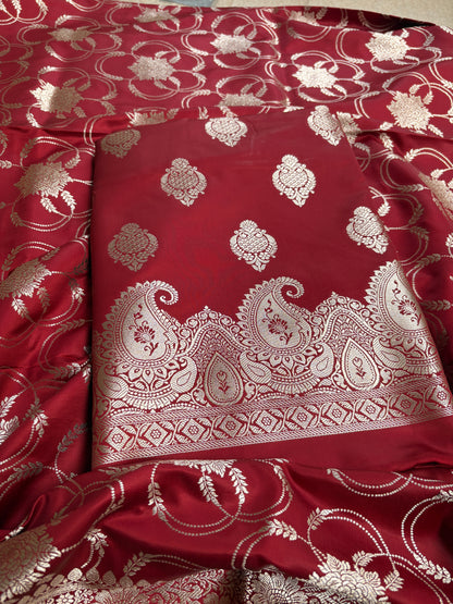 Wine mashru silk suit set