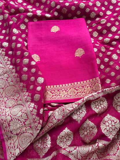 Pink mango silk kurta , bottom and georgette dupatta