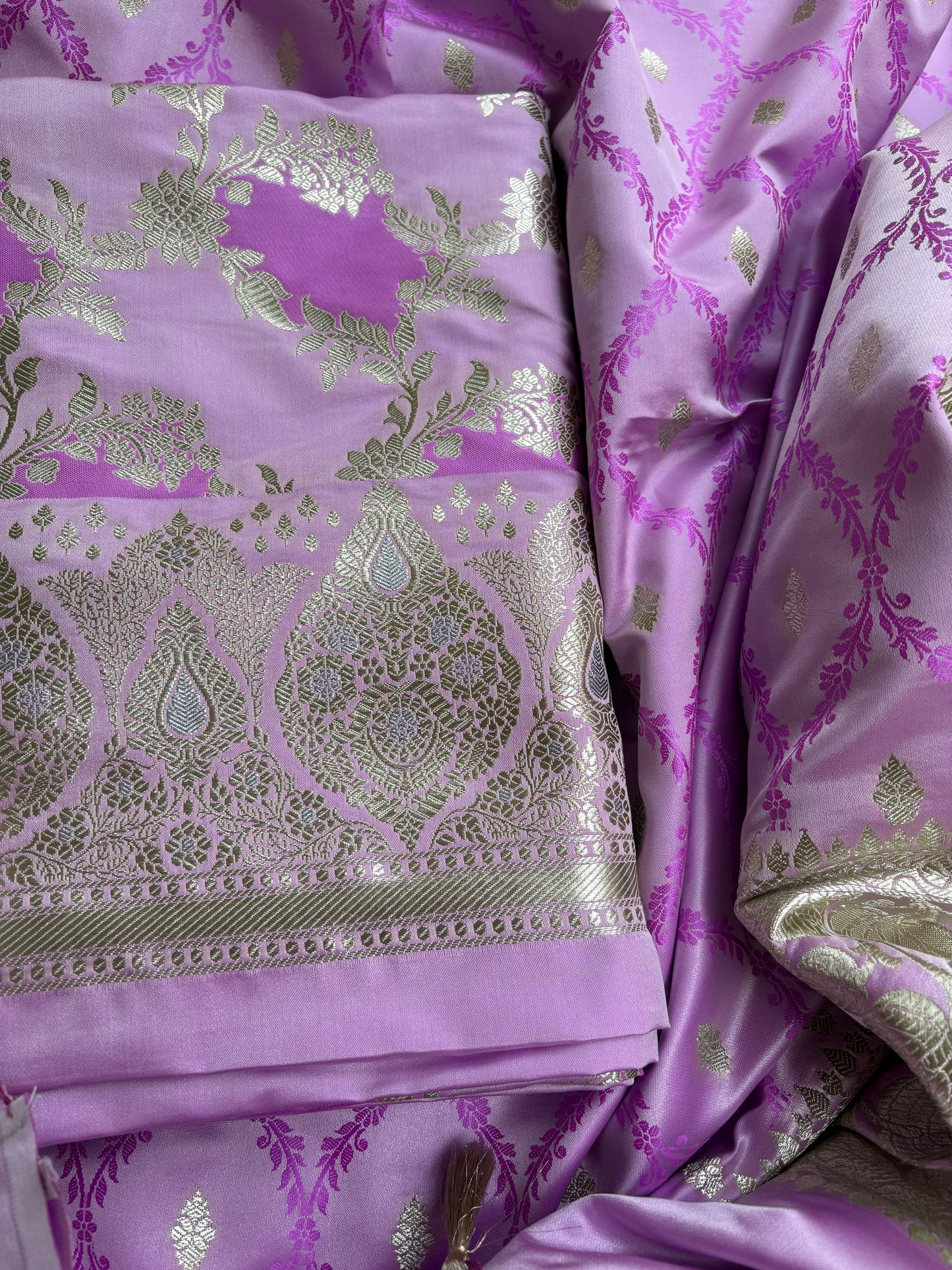 Lavender rangkat mashru silk suit set