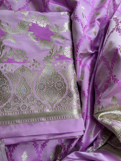 Lavender rangkat mashru silk suit set