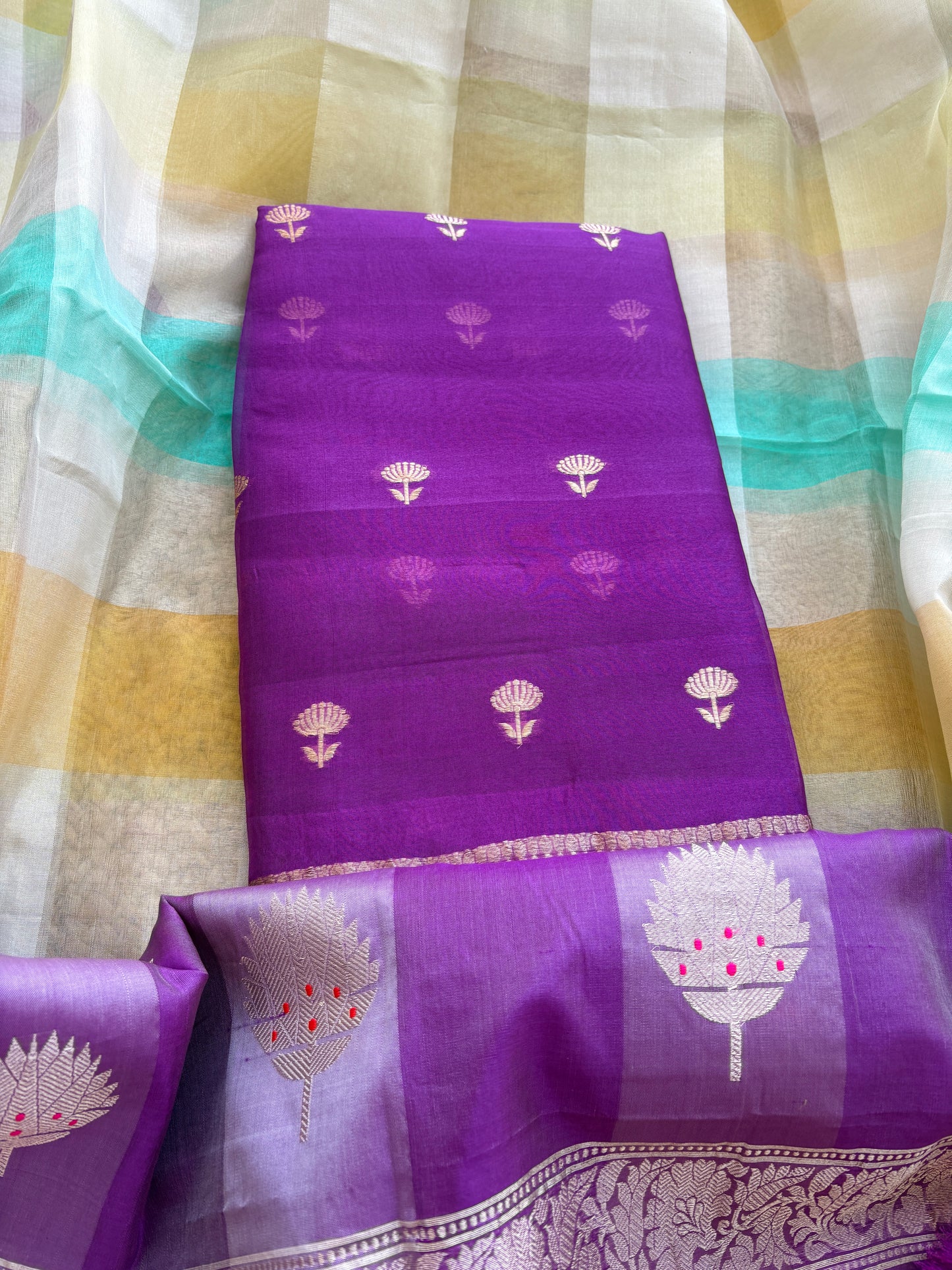Purple kora kadhwa suit set