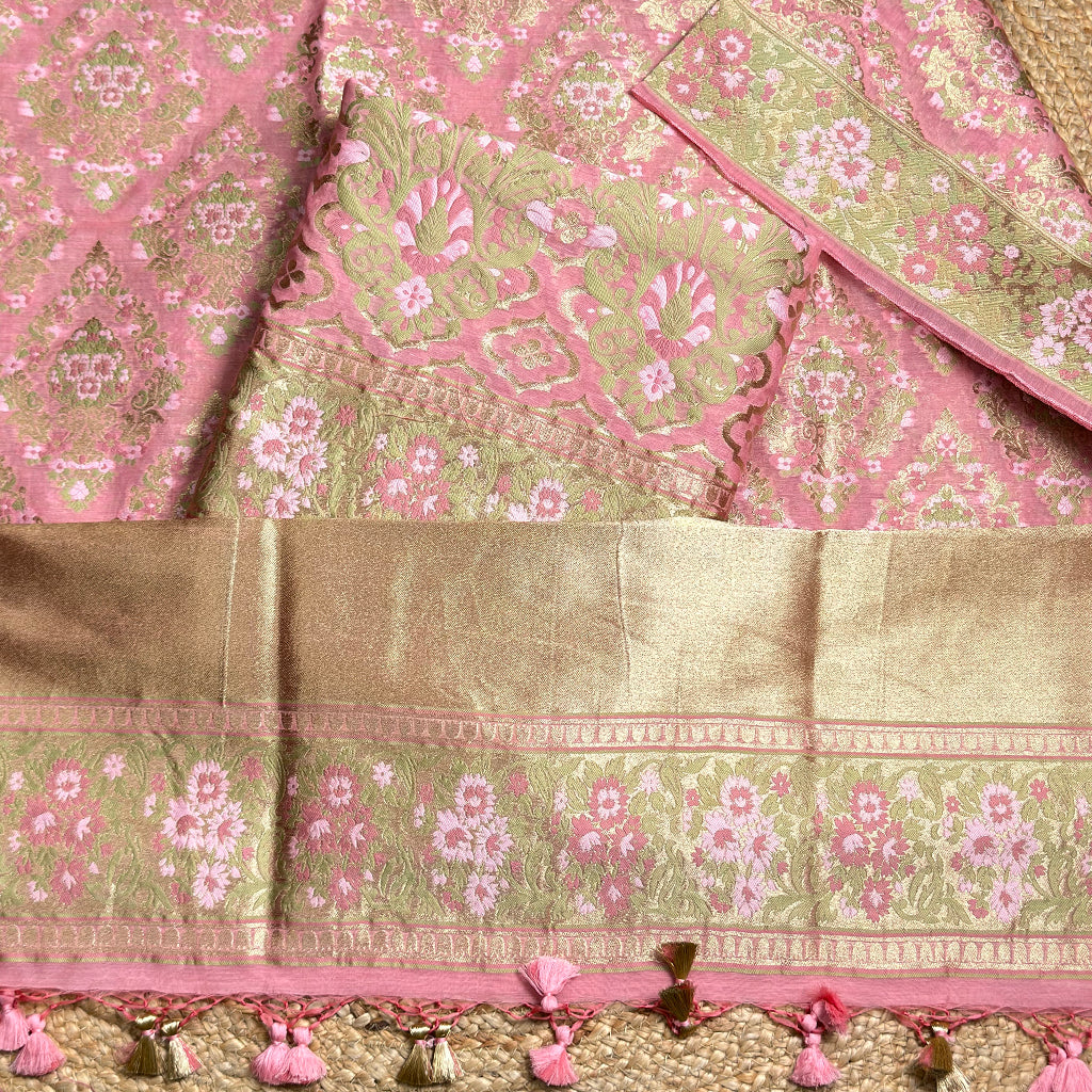Pink Chander full jaal suit set