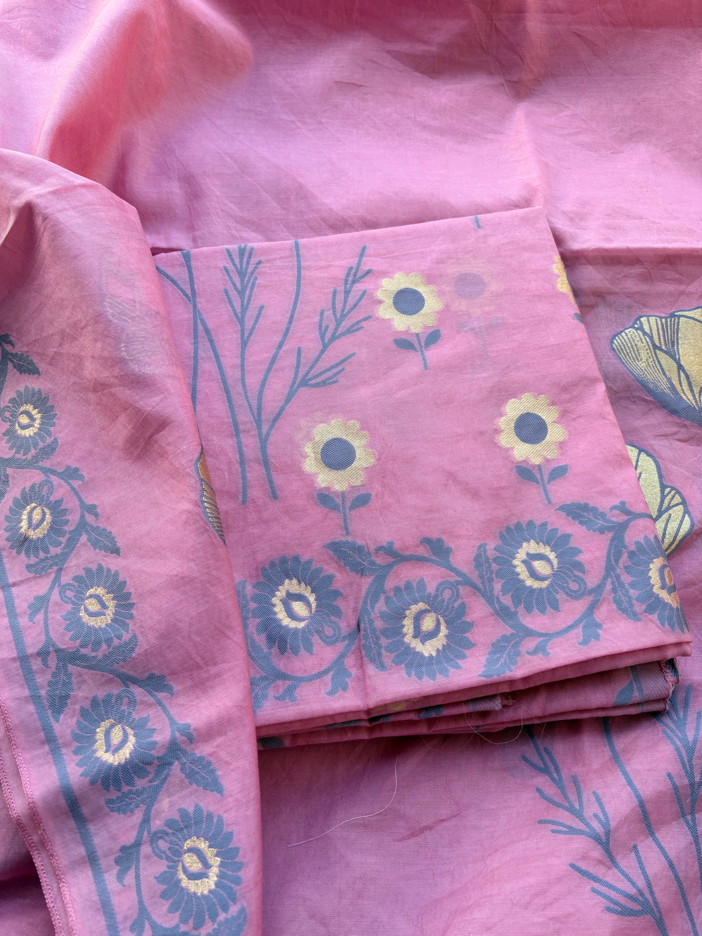 Pink Chanderi abstract design suit set
