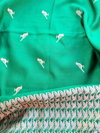 Green mango silk kadhwa brocade suit set