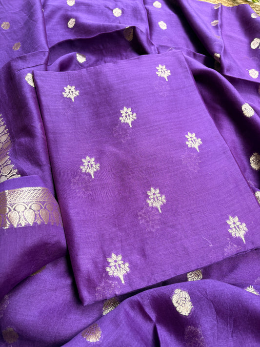 Purple Chanderi silk 3 piece suit set