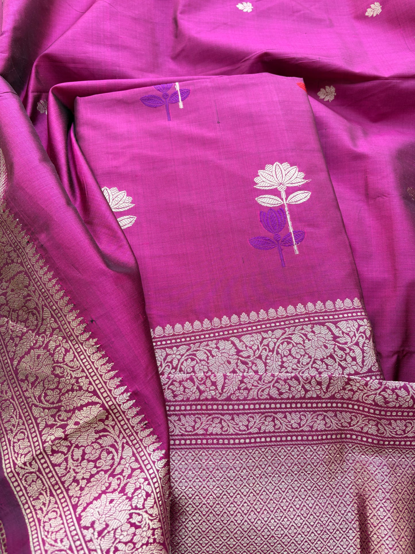 Magenta katan by katan silk suit set