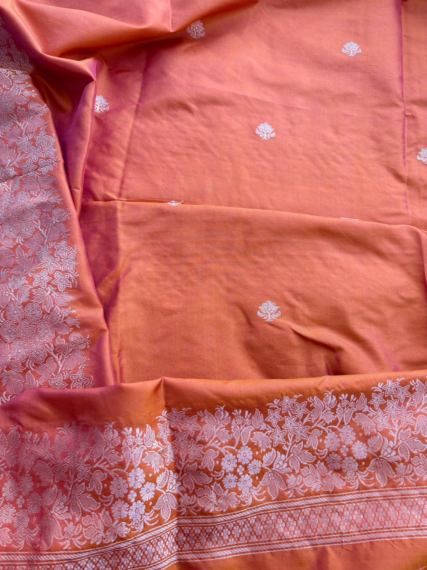 Orange katan by katan silk kadhwa suit