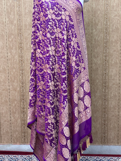 Purple bandhani Khaddi georgette dupatta