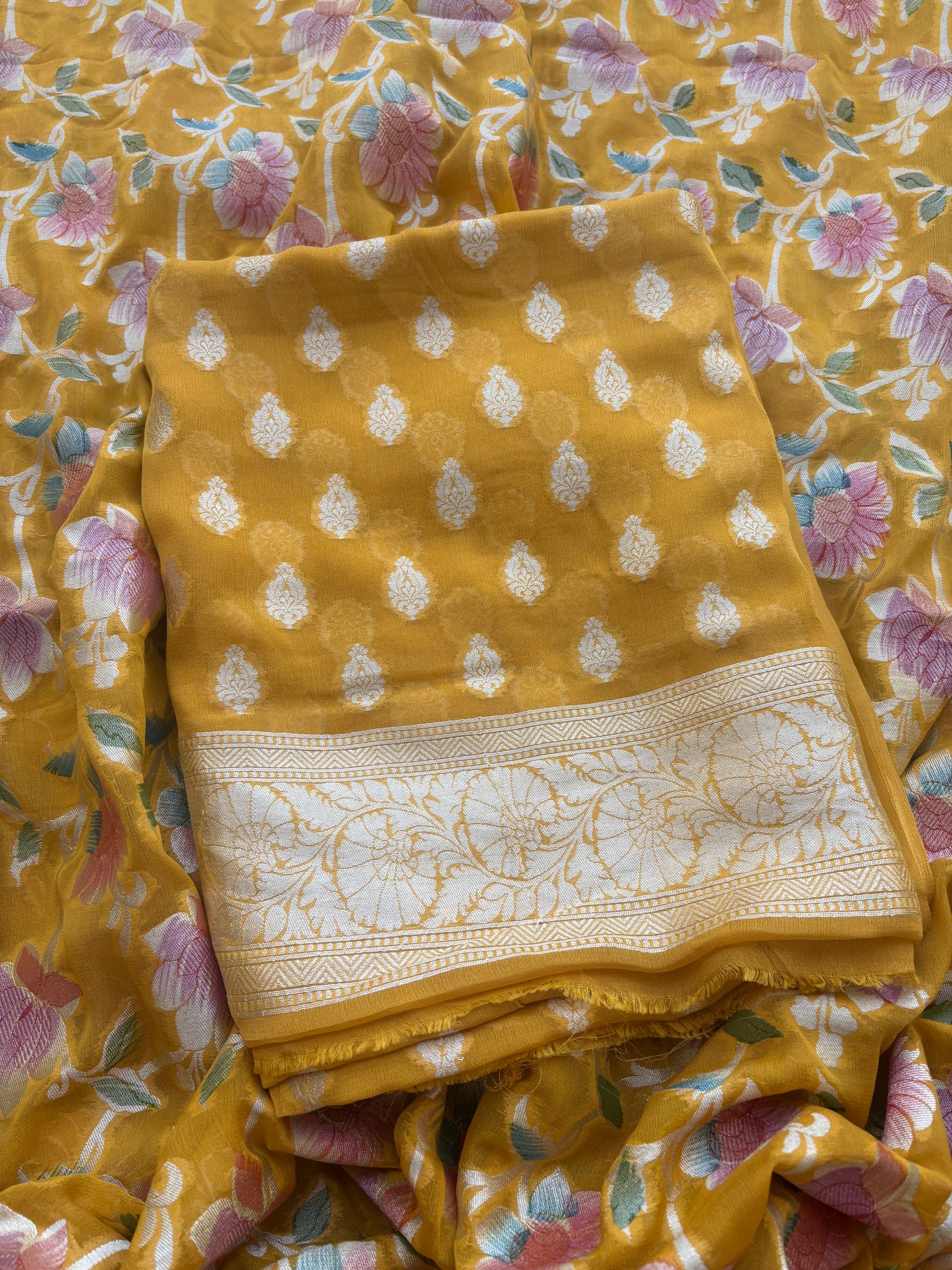 Mustard Khaddi georgette suit set