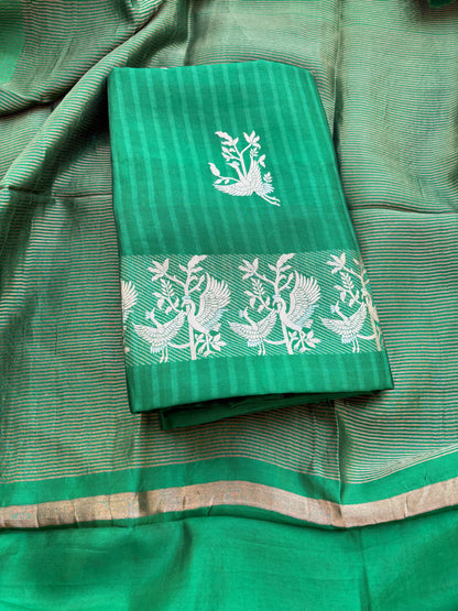 Green mango silk kadhwa suit set