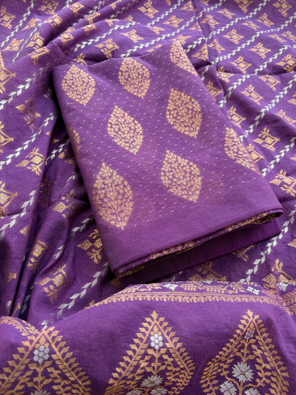 Purple Chanderi weaving Sona rupa suit set
