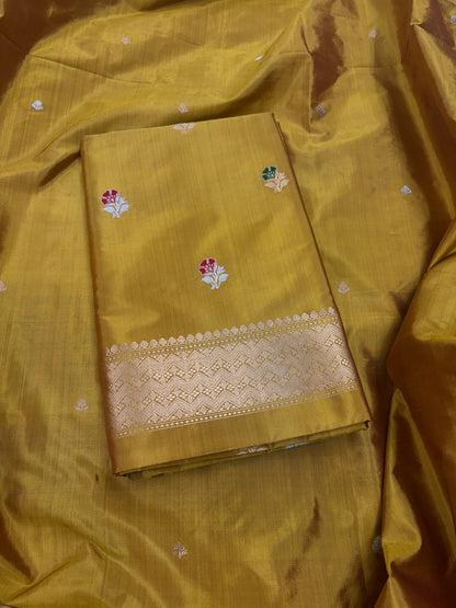 Mustard Katan by katan silk suit set