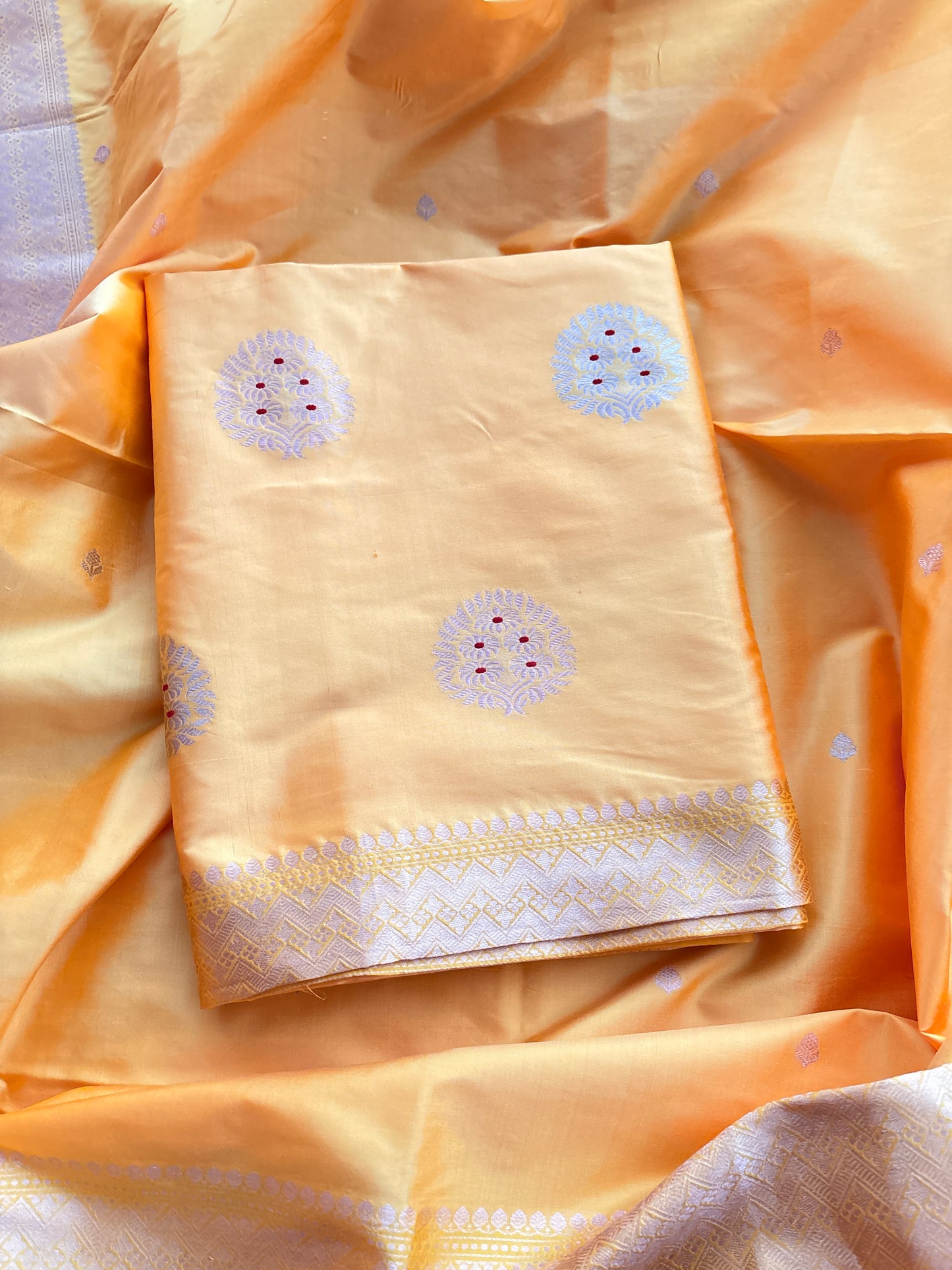 Yellow Katan by katan silk Kadhwa suit set