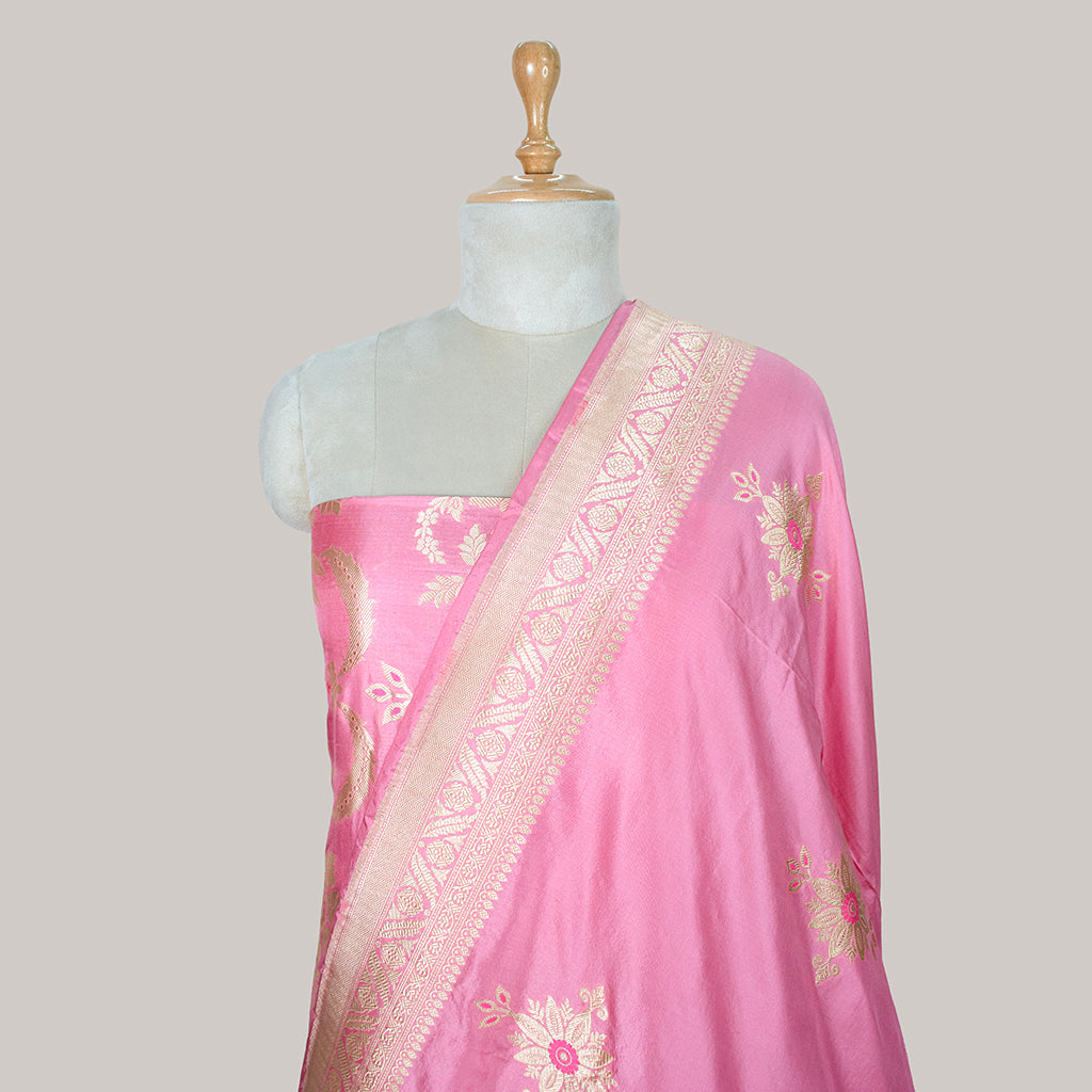 Pink jaal work katan by katan suit set