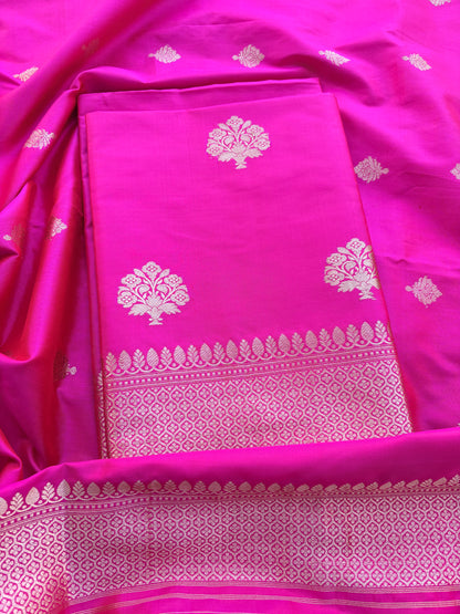 Pink katan by katan silk kadhwa suit set