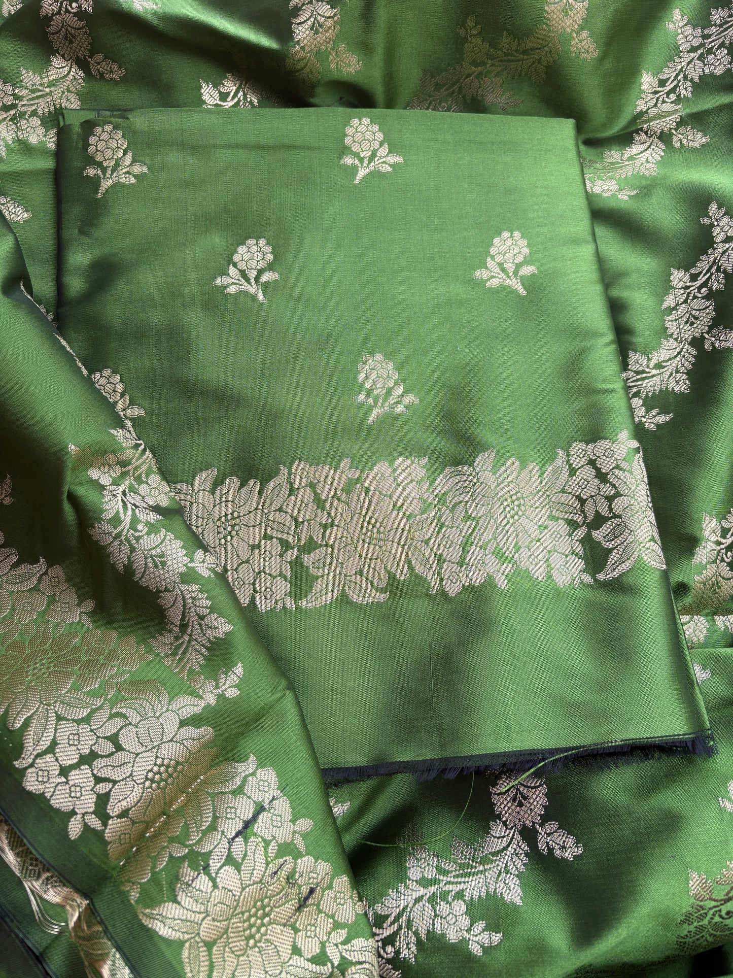 Green premium silk 3 piece suit set