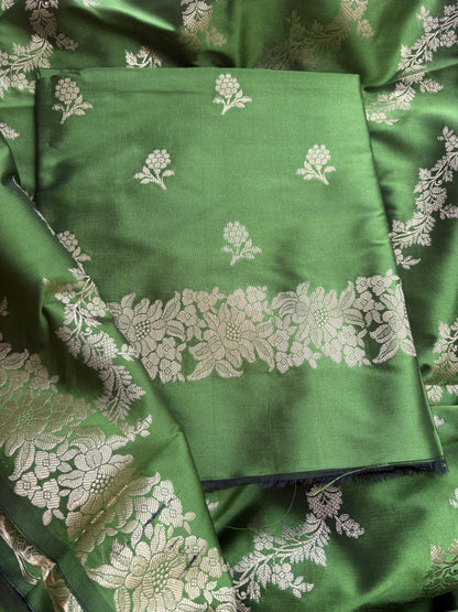 Green premium silk 3 piece suit set