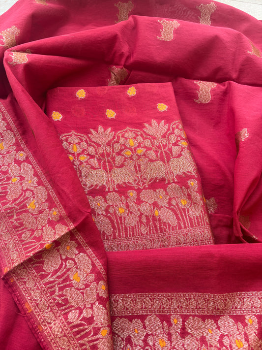 Maroon Nandi design Chanderi suit set(90)