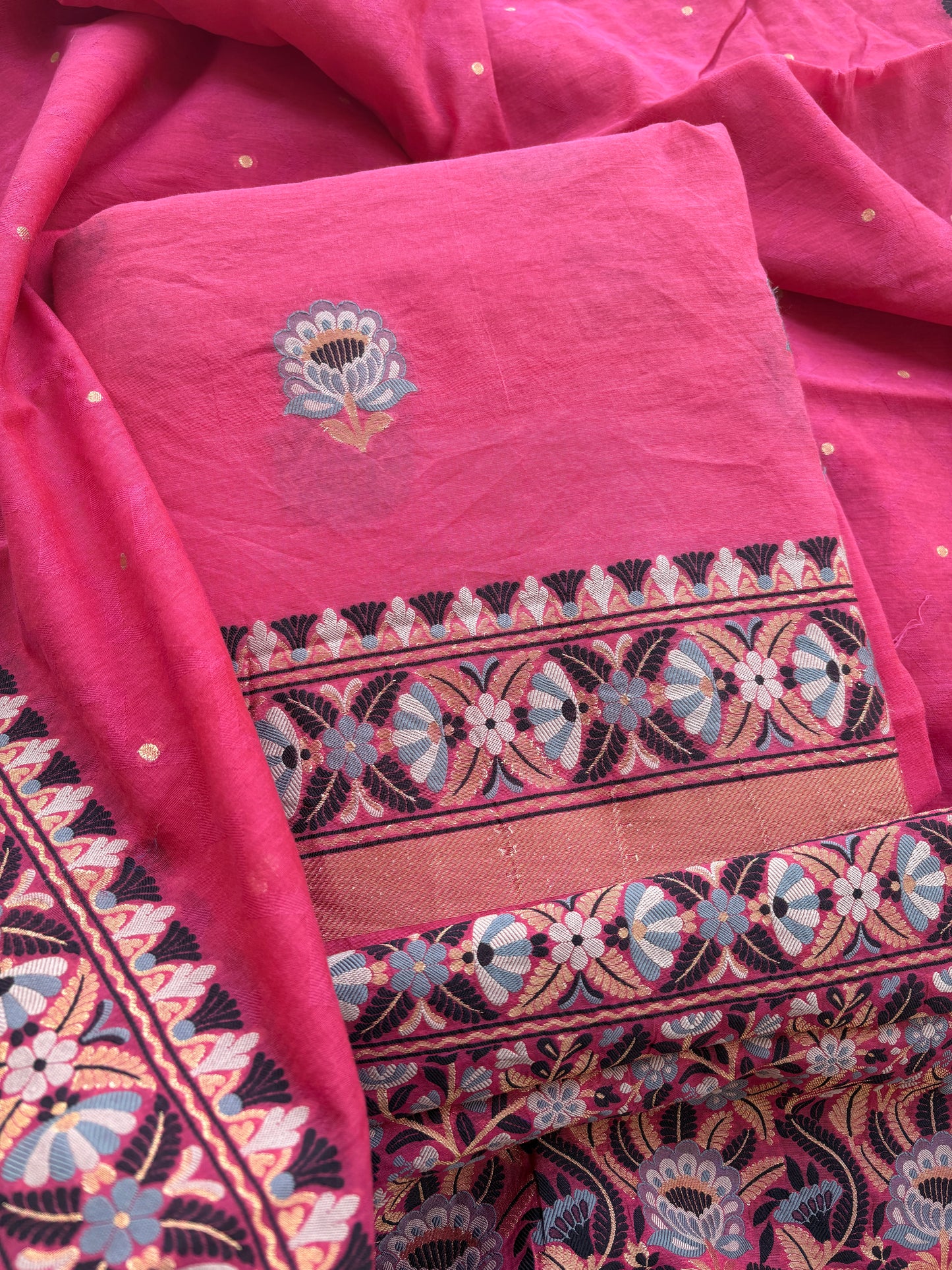 Pink Chanderi tilfi  weaving suit set