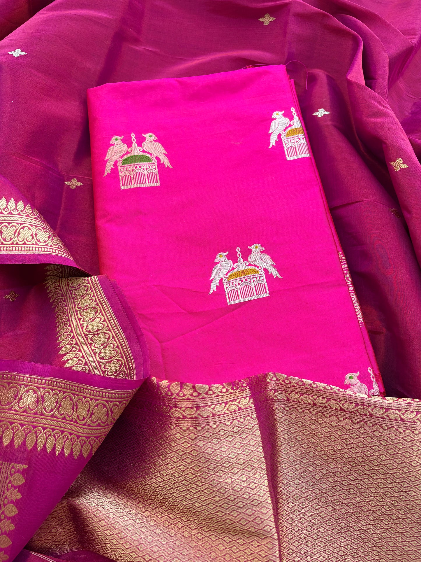 Pink Katan  by Katan silk suit with tissue dupatta