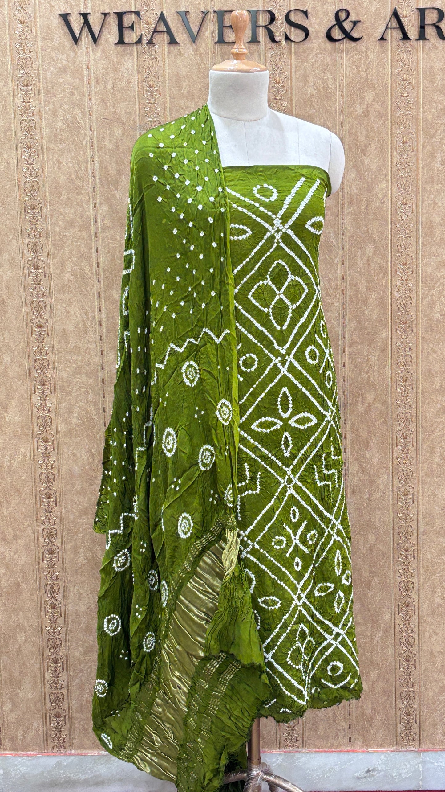 Green bandhani gajji silk suit set