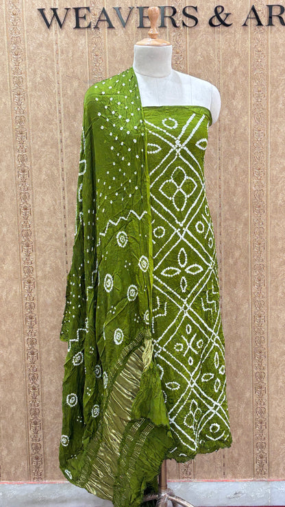Green bandhani gajji silk suit set