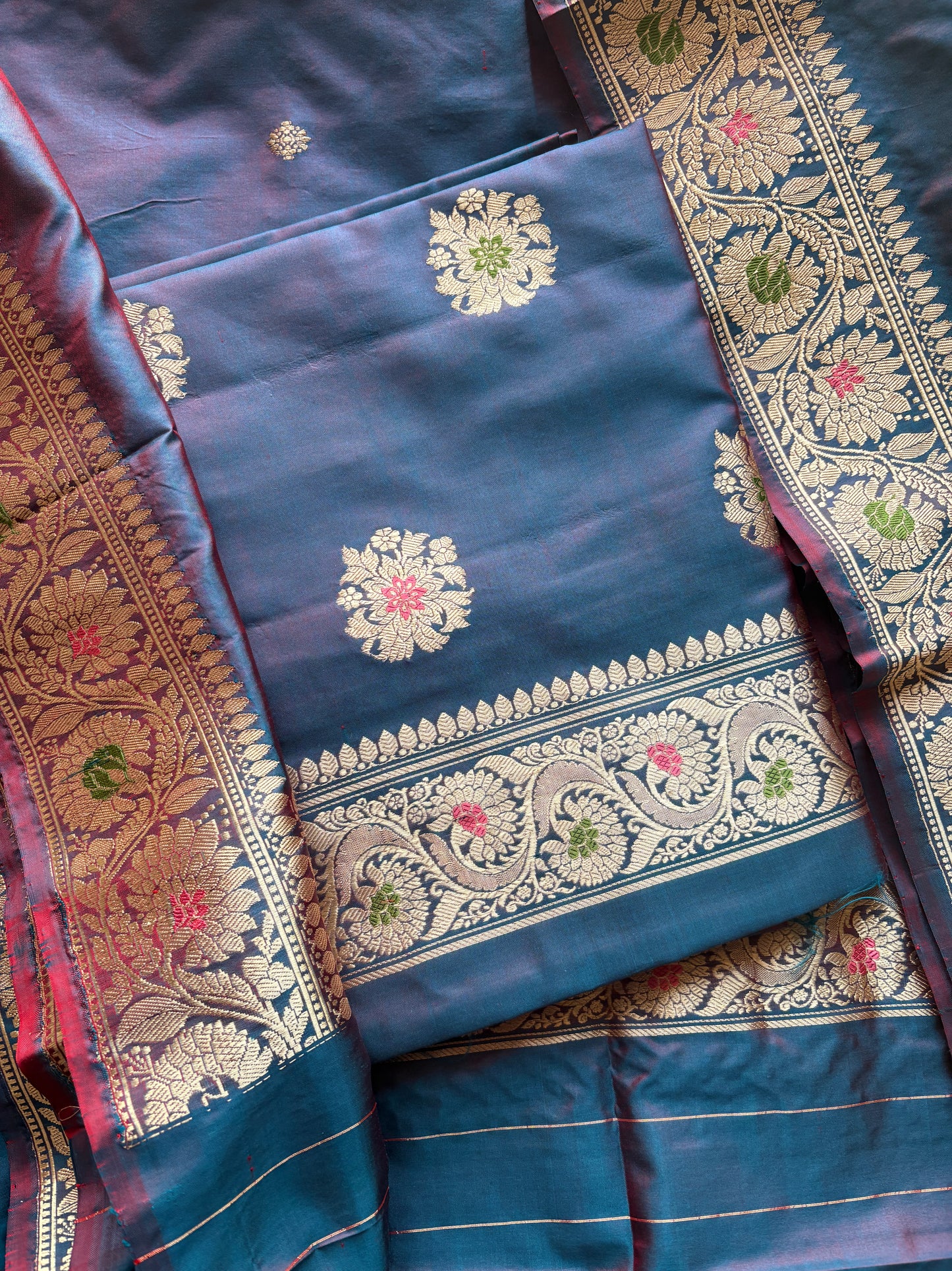 Blue dhoop chau katan by katan silk suit set