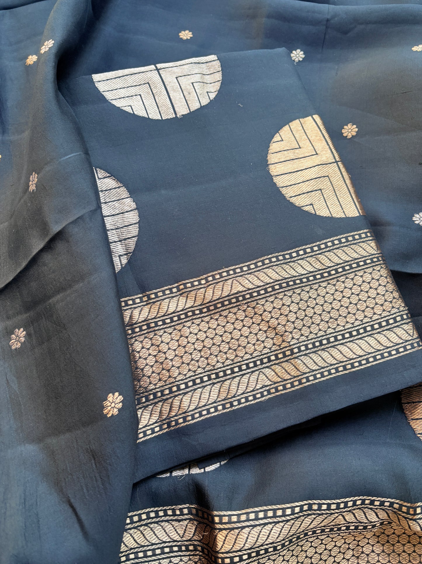 Black mango silk designer silk suit set