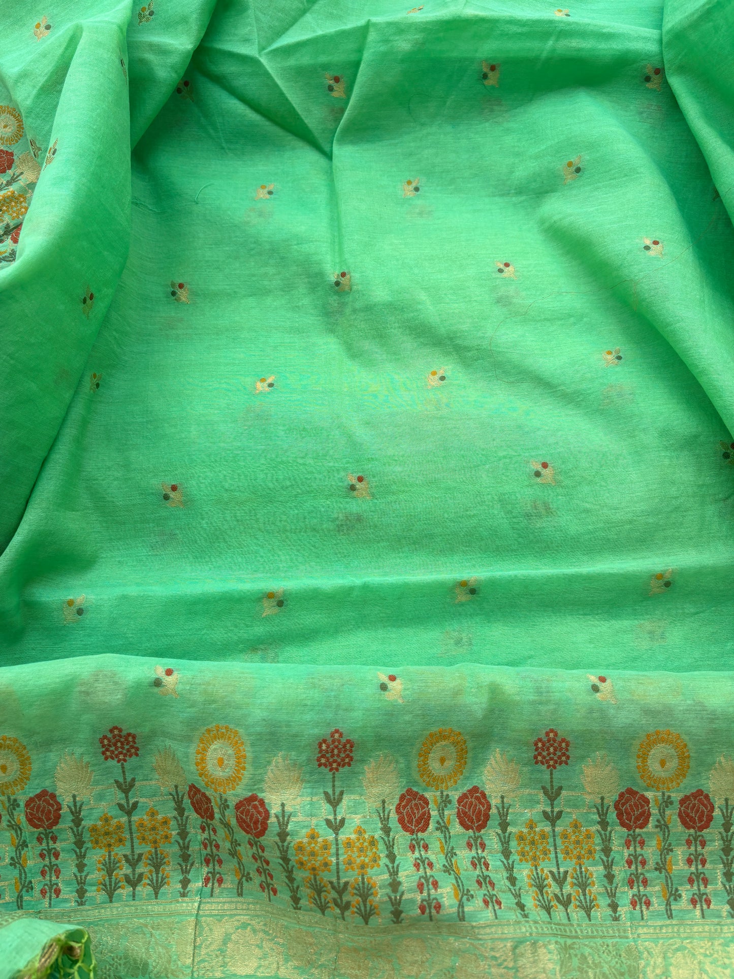 Green Resham Weaving Chanderi suit set