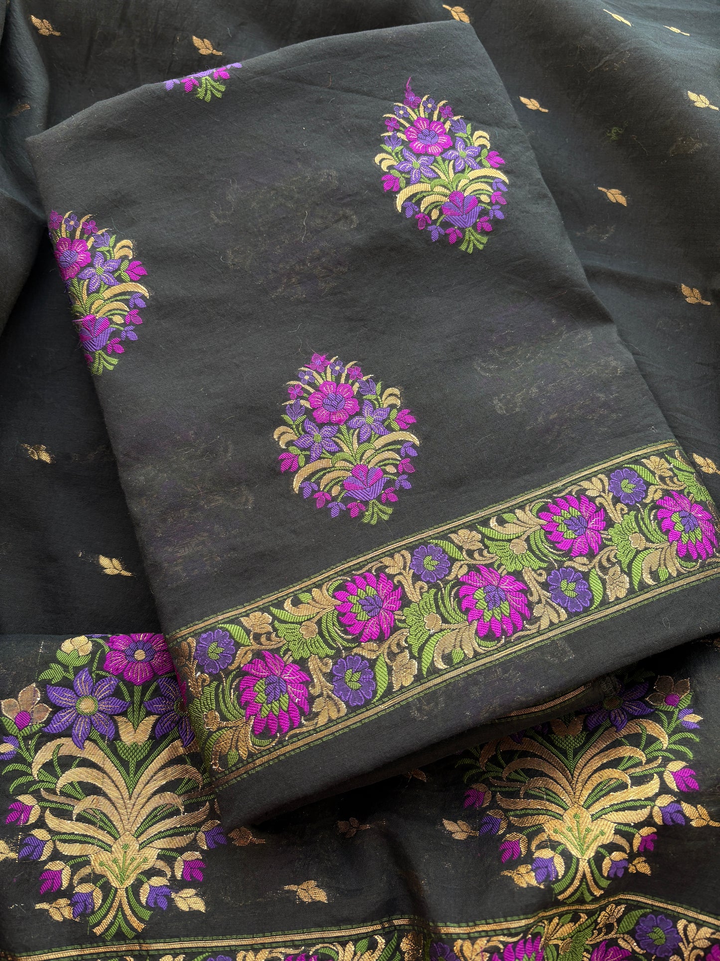 Black Chanderi meenadar suit set