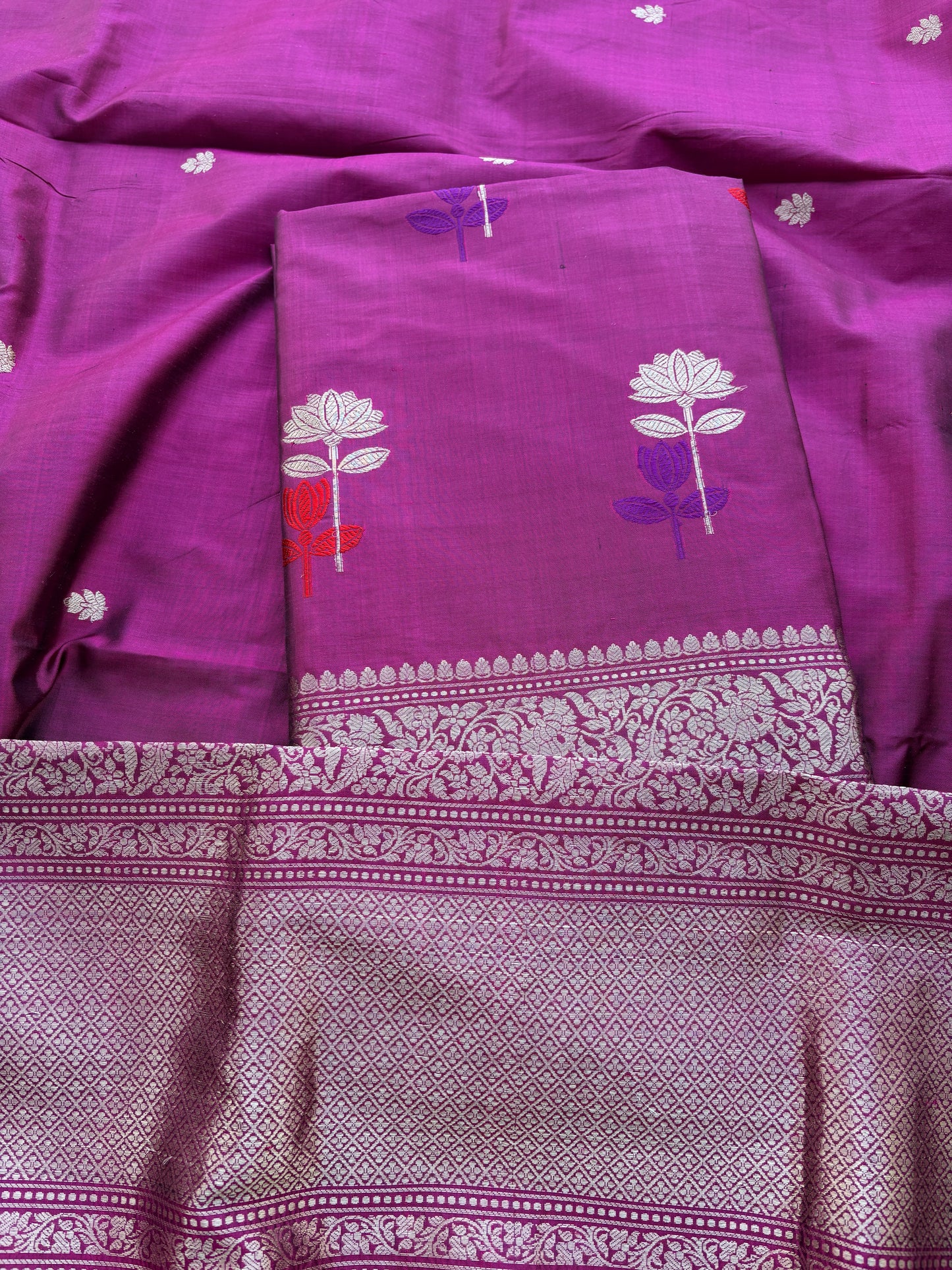 Magenta katan by katan silk suit set