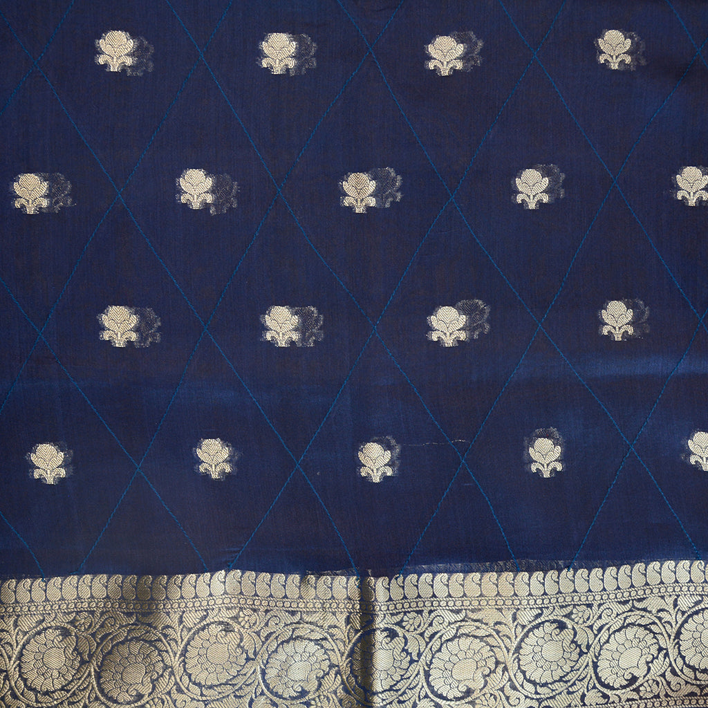 Blue Chanderi silk suit set