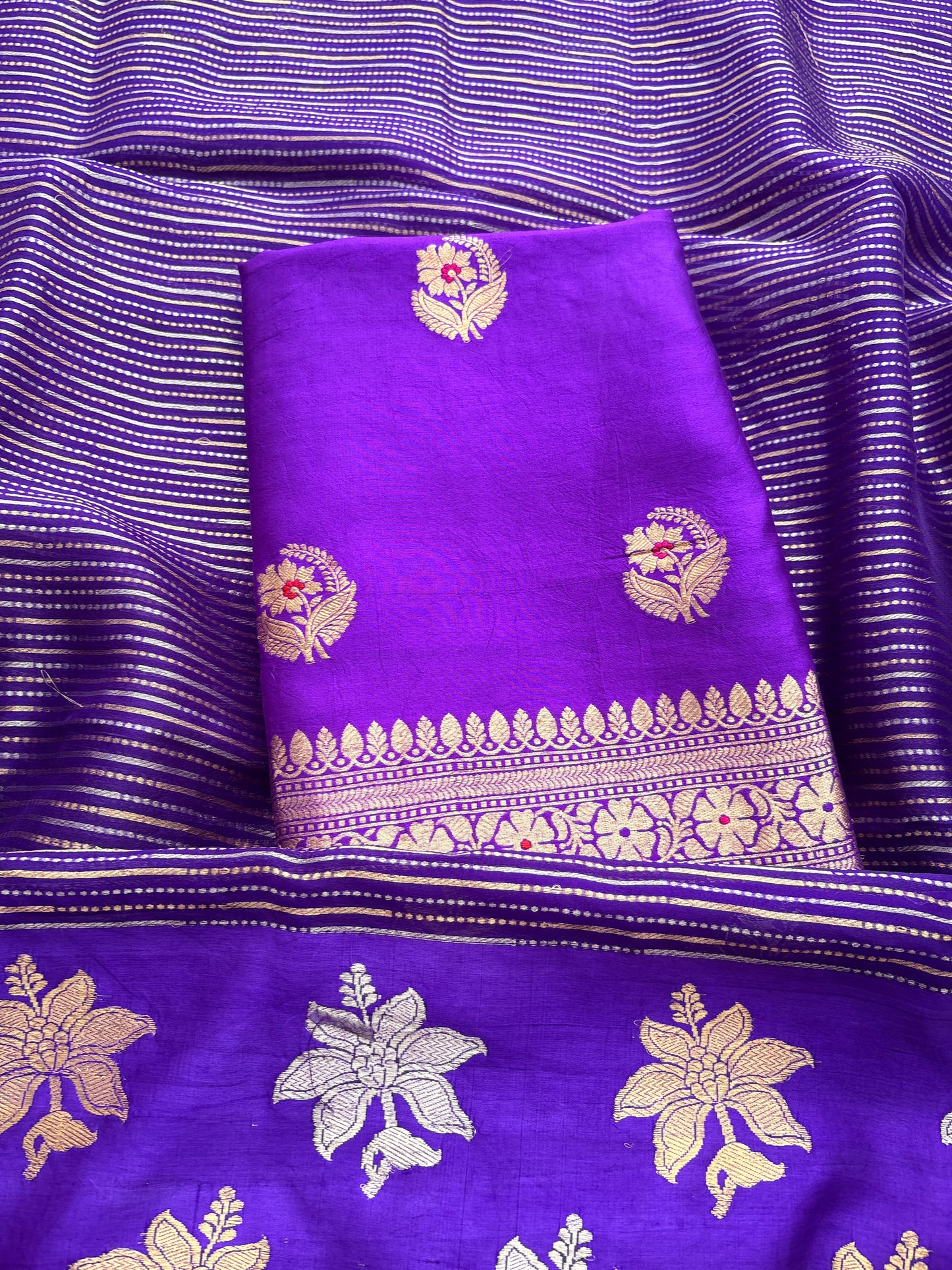 Purple Chiniya silk kurta bottom ,tissue kora dupatta