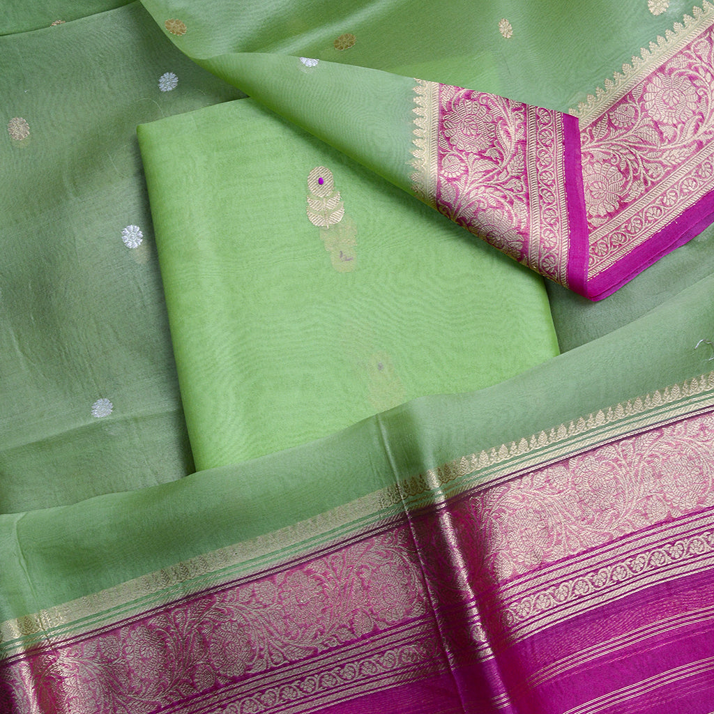 Green Kadhwa suit with shaded  dupatta