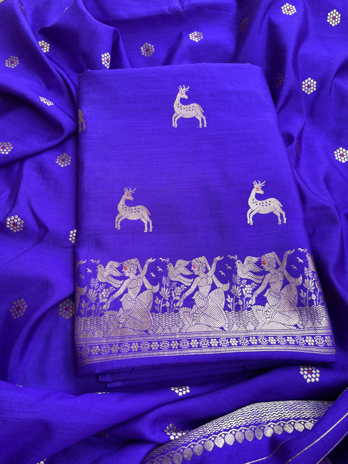 Purple Chiniya silk 3 piece suit set