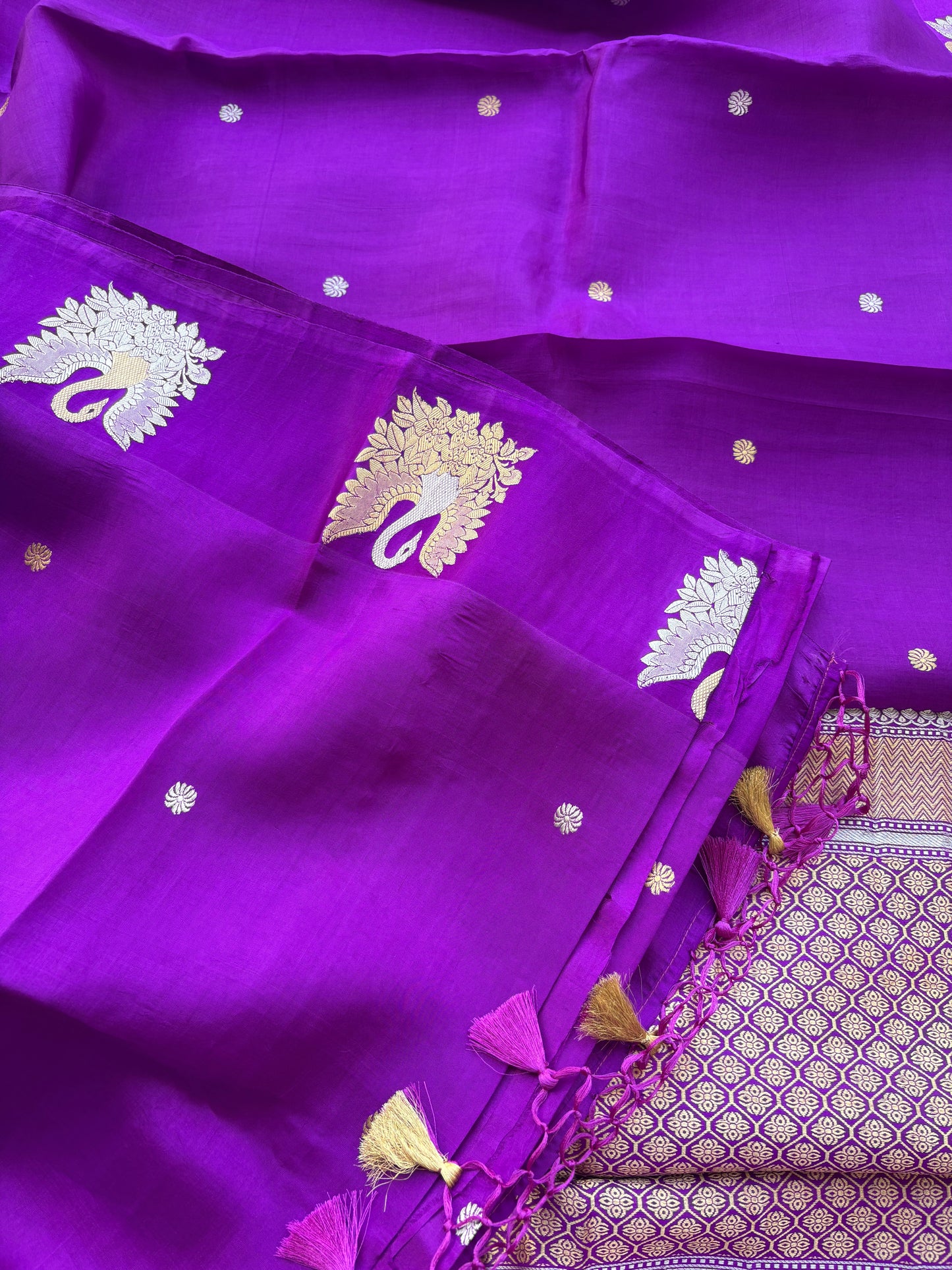 Purple mango silk kadhwa suit set