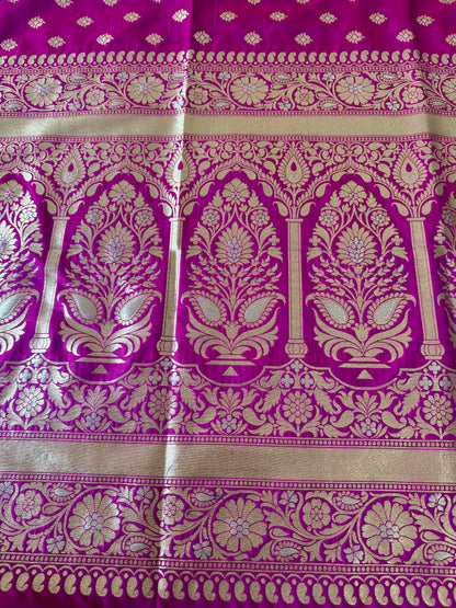 Purple magenta mashru brocade 3 piece suit