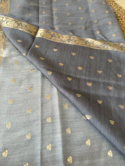 Grey shaded ombré moonga silk dupatta