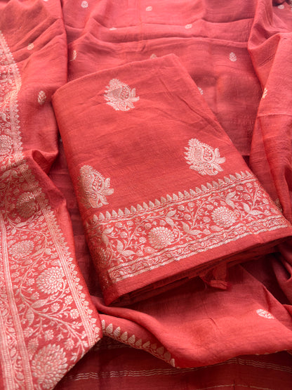 Rust moonga silk 3 piece suit set