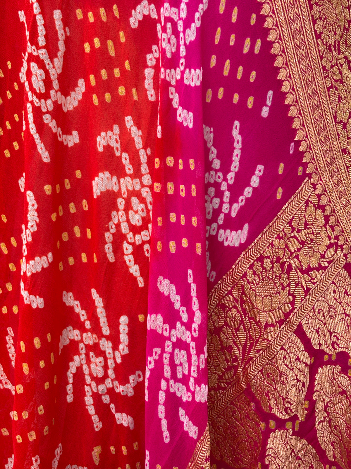 Pink orange Khaddi kadhwa dupatta