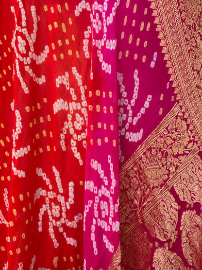 Pink orange Khaddi kadhwa dupatta