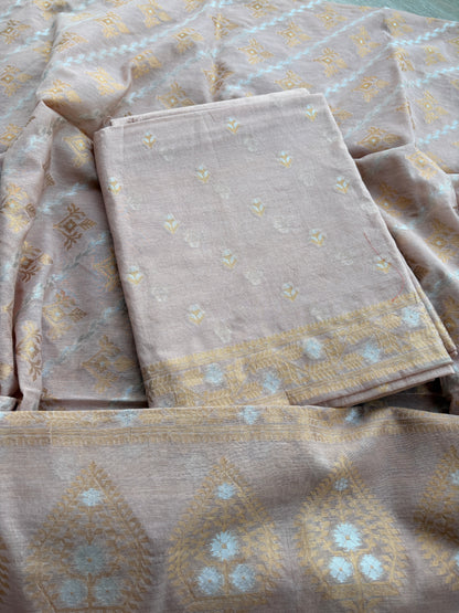 Peach Sona Rupa Chanderi suit set