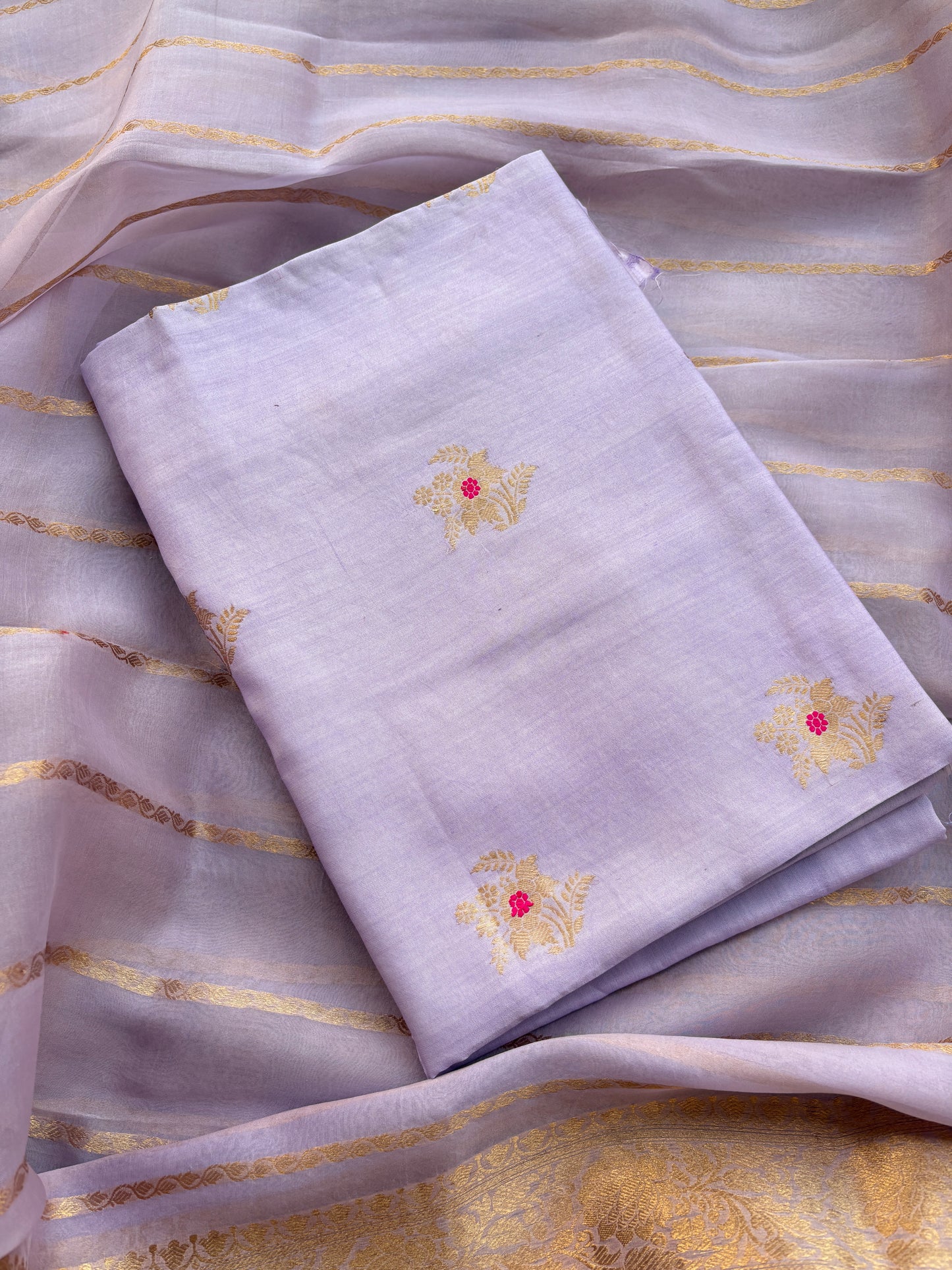 Lavender Chiniya silk 3 piece suit set